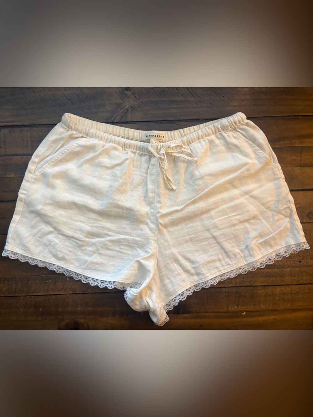 Aeropostale Cream Lace-Trim Sleep Shorts